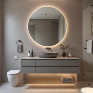 Yuvarlak Gün Işığı Led Aydınlatmalı Banyo Aynası, Tuvalet Aynası, Led'li Banyo Aynası, Makyaj Aynası