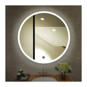 50x50cm Yuvarlak Şeritli Dekoratif Banyo Duvar Aynası Ledli Banyo Duvar Aynası