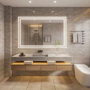 95x65cm Diktörgen Dekoratif Banyo Duvar Aynası Ledli Salon Duvar Aynası Yatak Odası Duvar Aynası