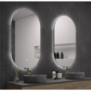 70x50 Cm Yuvarlak Dekoratif Banyo Duvar Aynası Beyaz Ledli Banyo Duvar Aynası