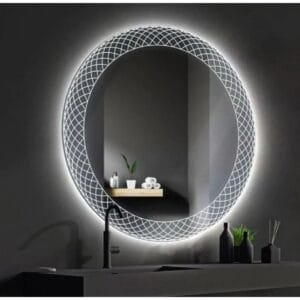 70x70cm Yuvarlak Dekoratif Banyo Duvar Aynası Ledli Banyo Duvar Aynası