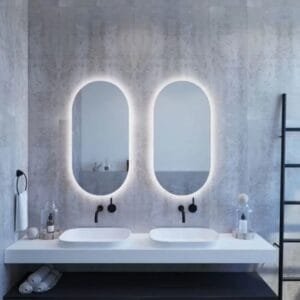 80x50cm Elips Dekoratif Banyo Duvar Aynası Ledli Banyo Duvar Aynası Salon Duvar Aynası