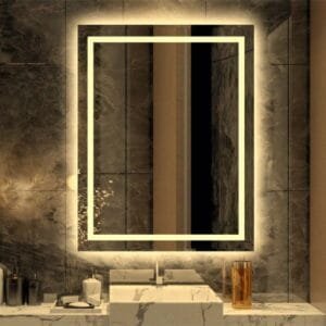 80x60 Cm Dikdörtgen Günışığı Ledli Kumlamalı Banyo Makyaj Ve Dekor Aynası