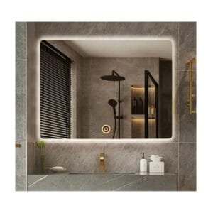 85x65Cm Diktörgen Dekoratif Banyo Duvar Aynası Beyaz Ledli Banyo Duvar Aynası Salon Duvar Aynası
