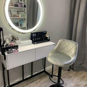 50x50 Cm Yuvarlak Şeritli Dekoratif Banyo Duvar Aynası Ledli Banyo Duvar Aynası