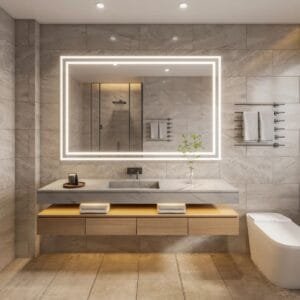 93x73Dekoratif Banyo Aynası Led Işıklı Dokunmatikli