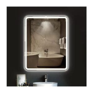 95x65Cm Diktörgen Dekoratif Banyo Duvar Aynası Beyaz Ledli Banyo Duvar Aynası Salon Duvar Aynası