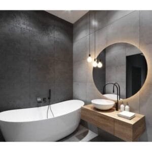 60x60cm Yuvarlak Dekoratif Banyo Duvar Aynası Ledli Banyo Duvar Aynası