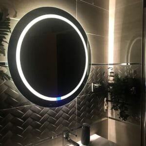 60 Cm. Yuvarlak Ledli Dokunmatik Kumlamalı Dekoratif Flotal Ayna