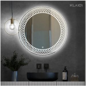 80x80cm Yuvarlak Dekoratif Banyo Duvar Aynası Ledli Banyo Duvar Aynası